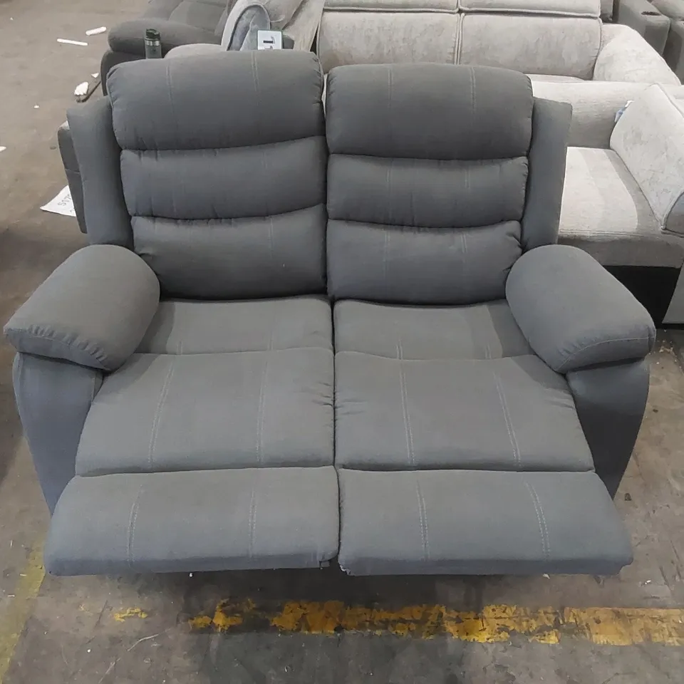QUALITY DESIGNER FABRIC UPHOLSTERED MANUAL RECLINING SOFA