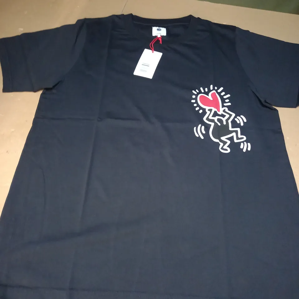 PRETTY GREEN X KEITH HARING LOGO T-SHIRT - XL - BLACK