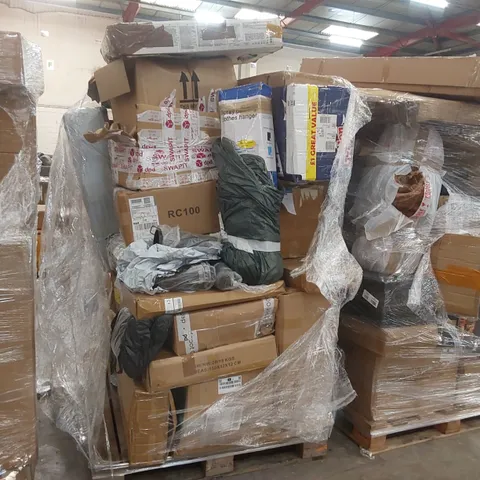 PALLET CONTAINING A LARGE ASSORTMENT OF CONSUMER PRODUCTS INCLUDING: MULTIFUNCTIONAL BABY CHAIR, SPRAY PAINTING CLOTHES HANGER ECT