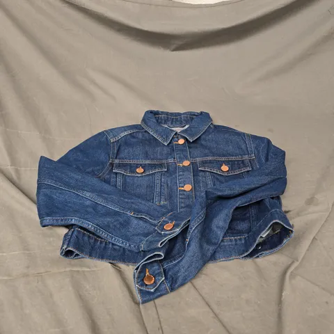 MINT VELVET CROPPED DENIM JACKET IN INDIGO SIZE 12