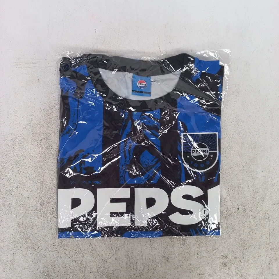 BAGGED PEPSI FOOTBALL JERSEY IN BLACK/BLUE SIZE LARGE