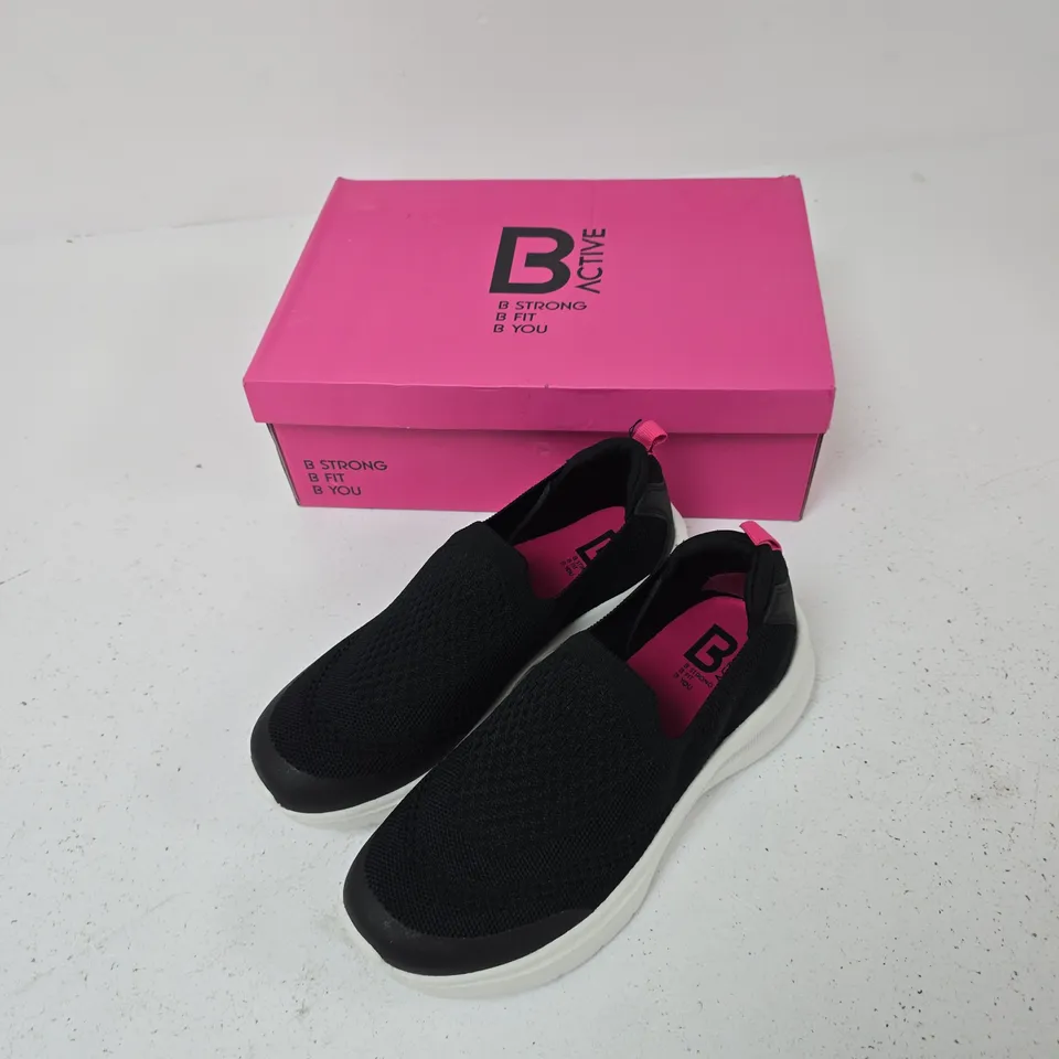 UK 6 LADIES' BLACK SLIP-ON TRAINERS – B ACTIVE