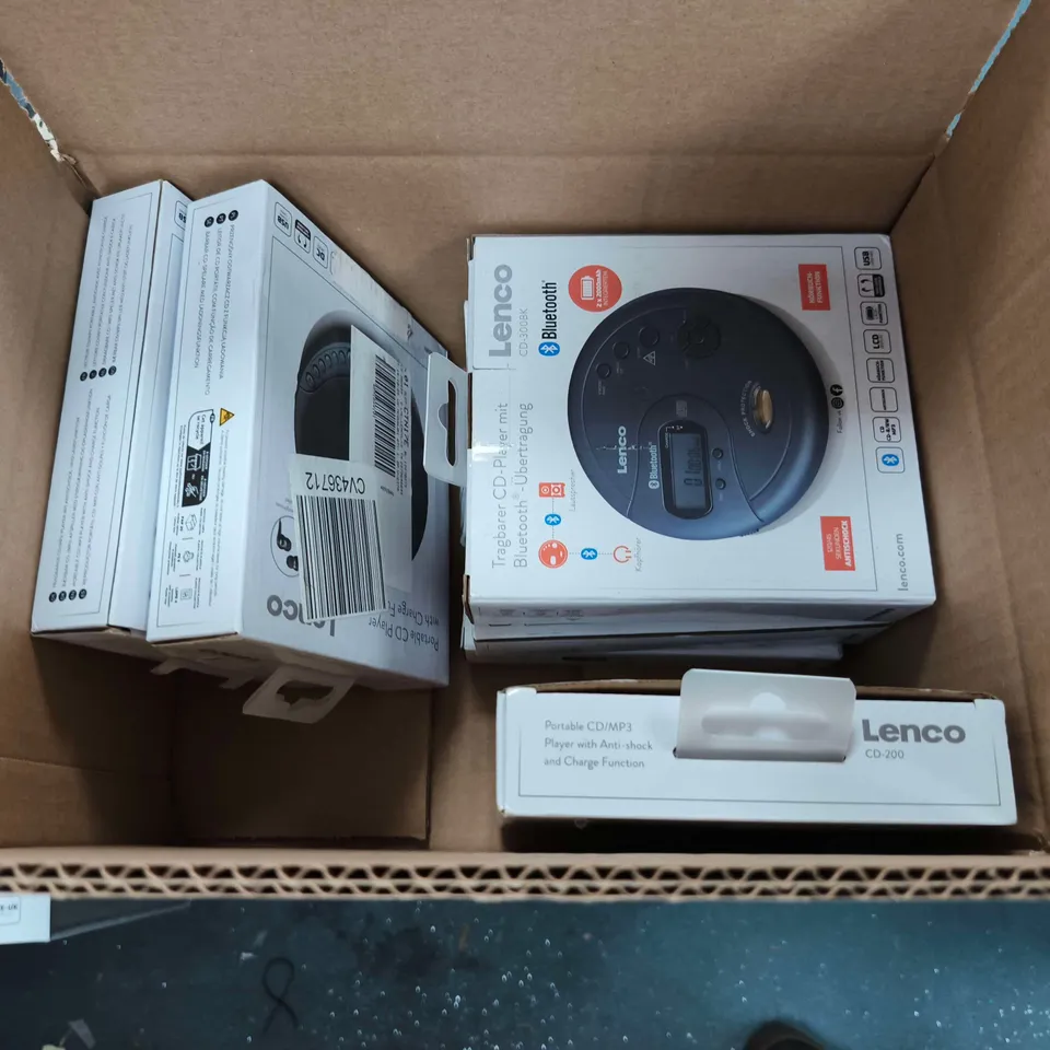 LOT OF 12 ASSORTED LENCO PORTABLE CD/MP3 PLAYERS - VARIOUS COLOURS