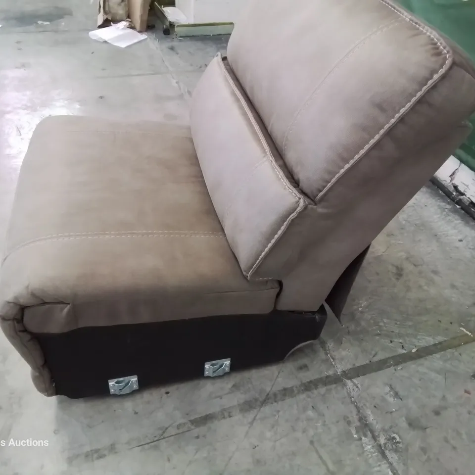 DESIGNER ARMLESS SECTION LIGHT BROWN MACAU FABRIC WITH CONTRASTING STITCHING