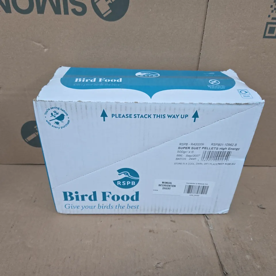 BOXED PACK OF 6 RSPB SUPER SUET PELLETS HIGH ENERGY - 500G 