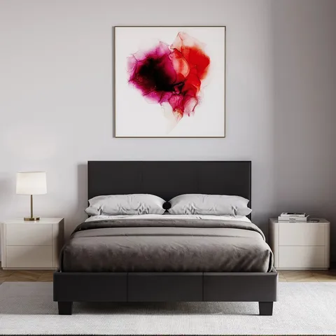 BOXED SCIPIO UPHOLSTERED DOUBLE FAUX LEATHER BED, UKFR CERTIFIED 