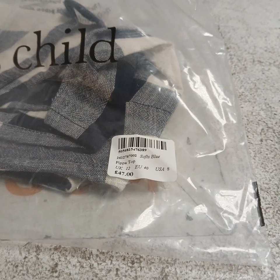 NOBODYS CHILD SOFTS BLUE PIPPA TOP UK 12