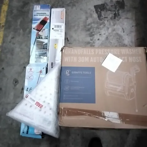 PALLET OF HOUSEHOLD ITEMS TO INCLUDE PRESSURE WASHER, EXTENDABLE WATER BRUSH, MARTINS CHOCOLATIER ADVENT CALENDAR ECT