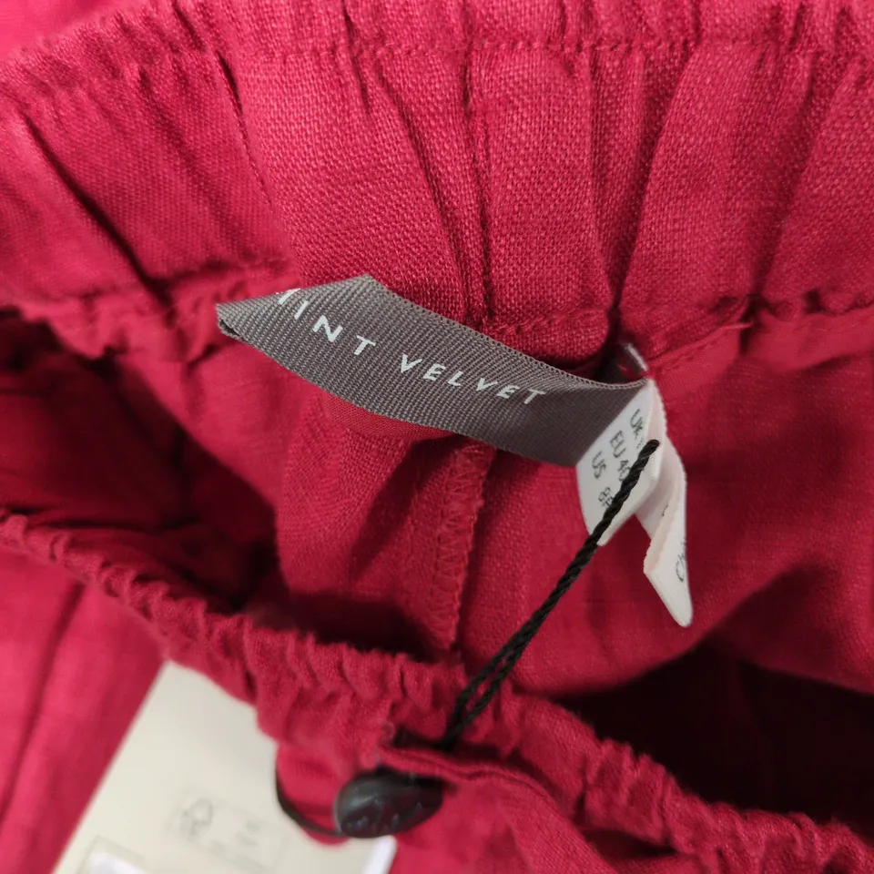 MINT VELVET RED LINEN BALLOON TROUSERS IN RED - UK 12R