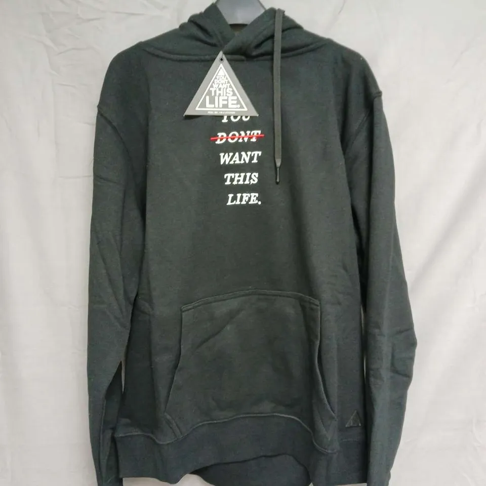 YOU DON'T WANT THIS LIFE REDLINE HOODIE – BLACK, SIZE S