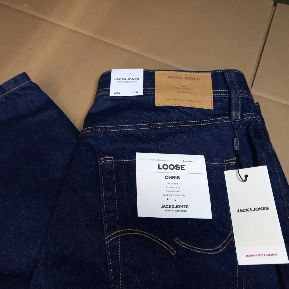 JACK&JONES BLUE HIGH RISE LOOSE JEANS - SIZE W34/L32