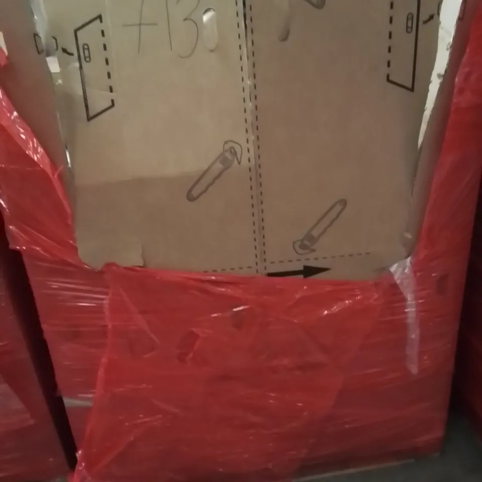 PALLET OF ASSORTED HOUSEHOLD GOODS AND PRODUCTS TO INCLUDE; BLINDS, PULL UP BAR, CEILING FAN, BOXED FURNITURE ETC