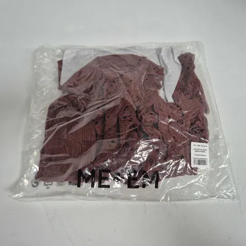 BAGGED ME+EM LACE DETAIL SHORT BEACH DRESS IN CINNAMON BROWN - UK 12