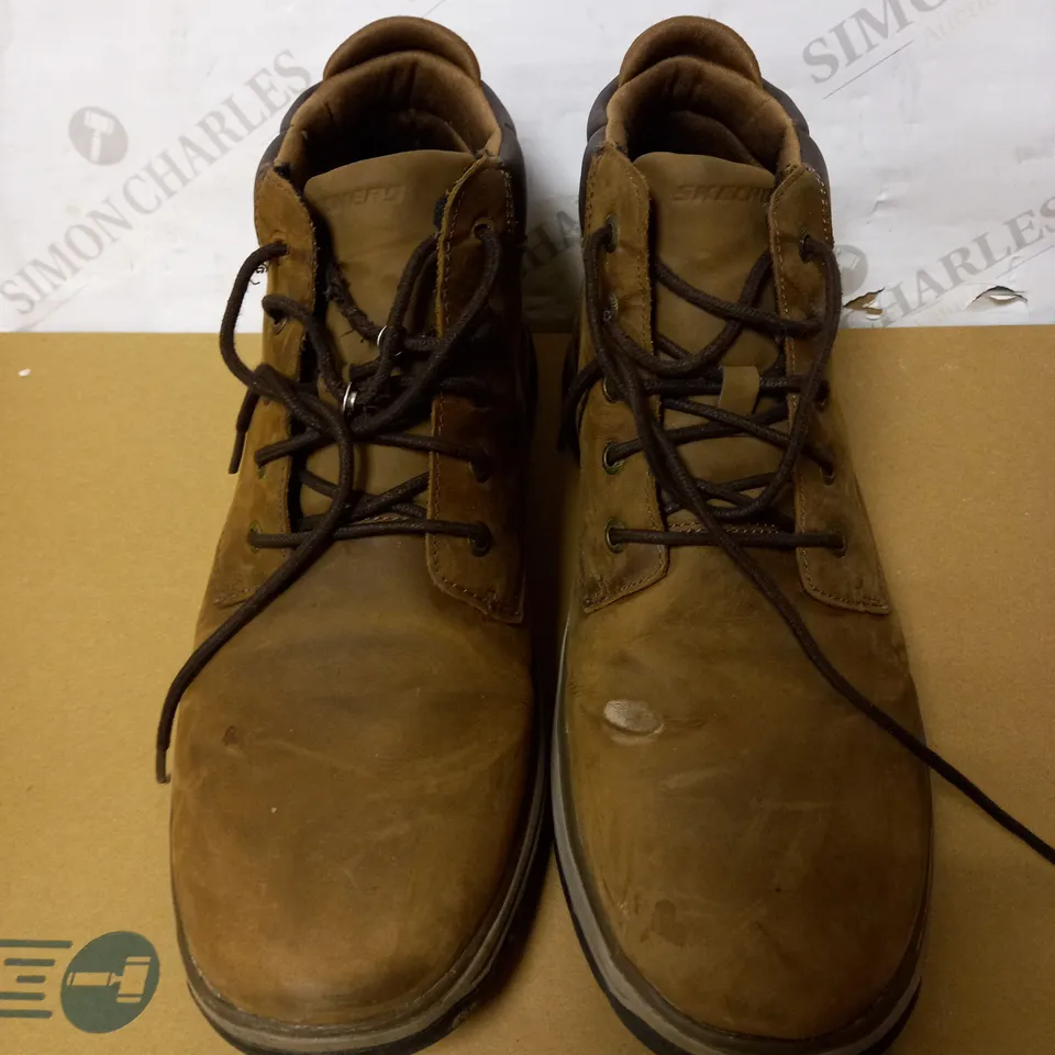 SKECHERS MEN'S SEGMENT BROGDEN BOOT (BROWN), SIZE 12 UK