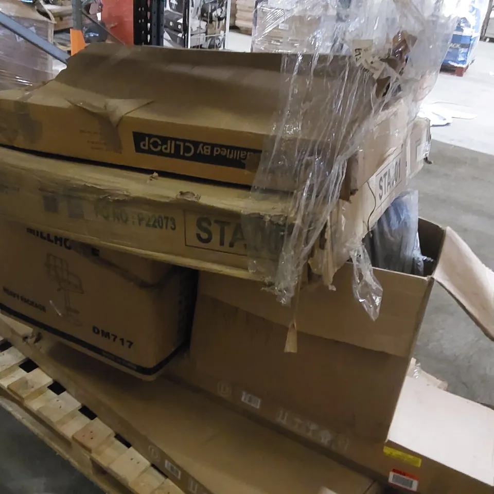 PALLET OF ASSORTED CONSUMER PRODUCTS/FURNITURE PARTS 