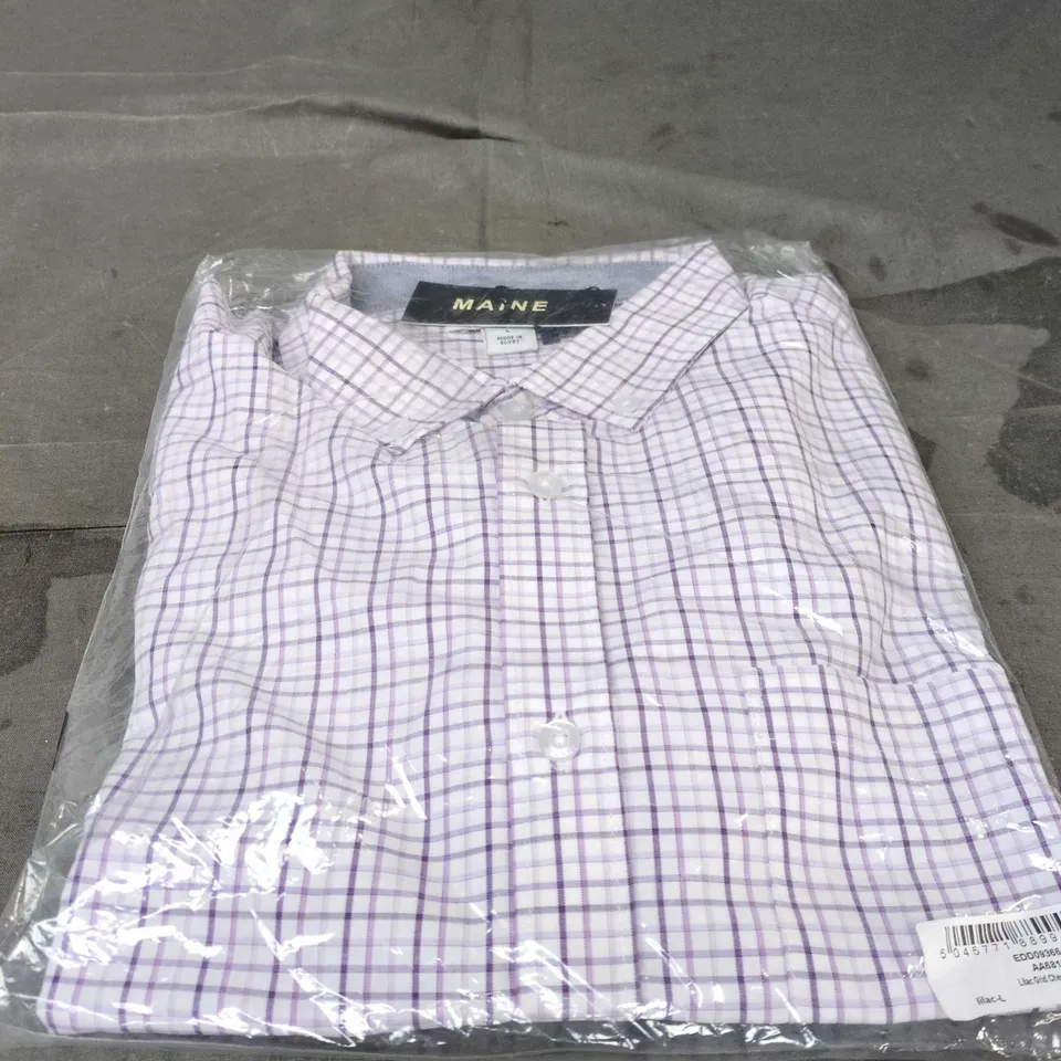 MAINE LILAC GRID CHECK LONG SLEEVE SHIRT LARGE