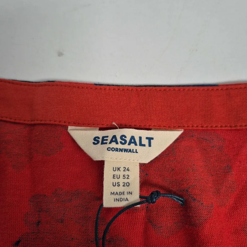 SEASALT CORNWALL EMILY DRESS INKY ANEMONE TOMATO – UK 24, RED FLORAL PRINT, MODAL & ORGANIC COTTON