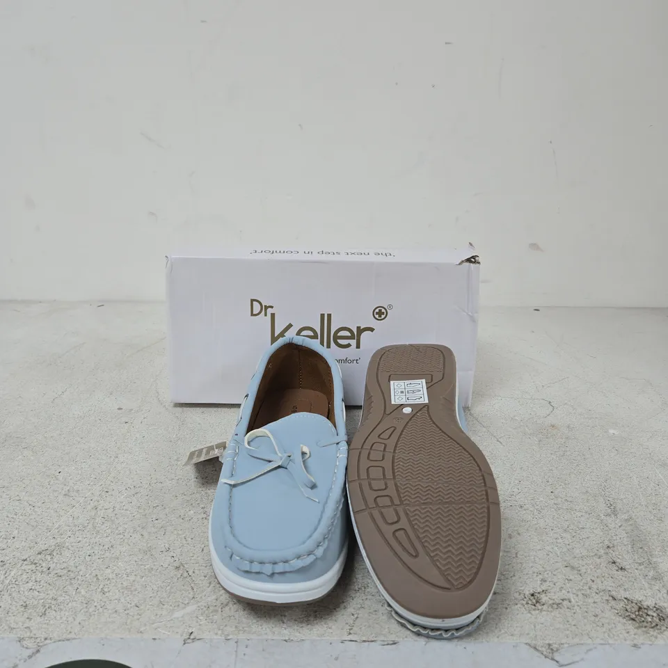 DR KELLER LIGHT BLUE LEATHER MOCCASIN LOAFERS – UK 5