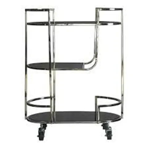 BOXED GALLERY INTERIORS BEAUCHAMP DRINKS TROLLEY SILVER