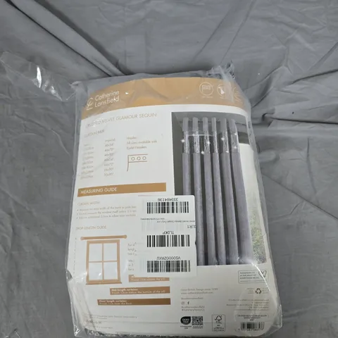 CATHERINE LANSFIELD CRUSHED VELVET GLAMOUR SEQUIN CURTAIN PAIR