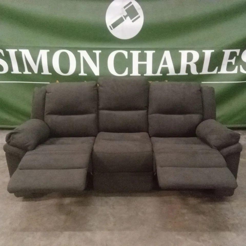 ALBION FABRIC 3 SEATER HIGH BACK MANUAL RECLINER SOFA - CHARCOAL RRP £749