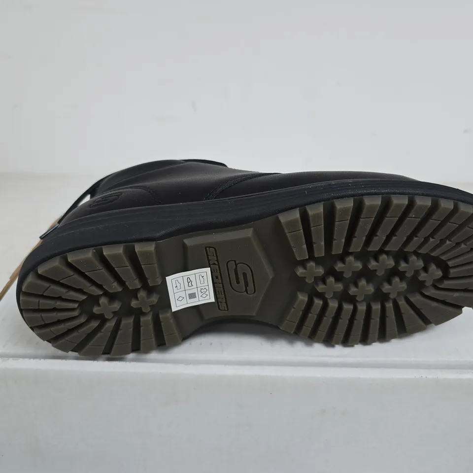 SKECHERS MENS WENSON OSTENO LEATHER MID TOP LACE UP SHOES SIZE 7 BLACK BOXED