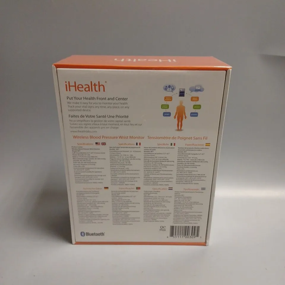 BOXED SEALED IHEALTH WIRELESS BLOOD PRESSURE WRIST MONITOR 