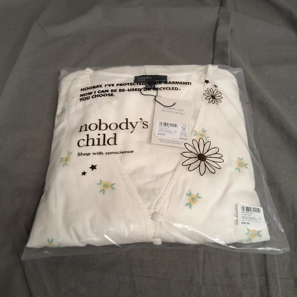 SEALED NOBODYS CHILD ARABELLA EMBROIDERED MIDI DRESS EMBROIDERED - UK 10