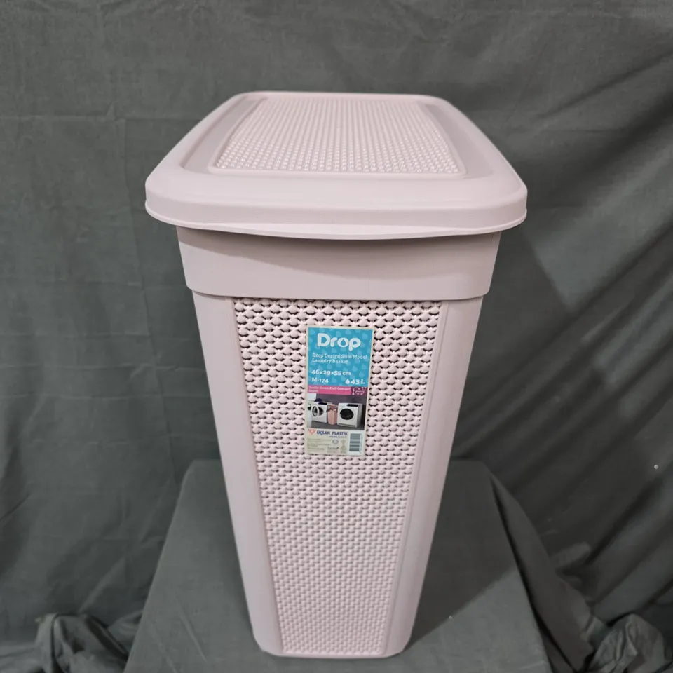 DROP DESIGN SLIM MODEL LAUNDRY BASKET - PINK, 46X29X55 CM
