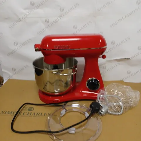 PHISINIC FOOD STAND MIXER, 6.5L 1800W KITCHEN ELECTRIC MIXER WITH POWER HUB FOR ATTACHMENT, ALL METAL DIE-CAST ALUMINUM MIXER WITH BOWL, DOUGH HOOK, WHISK, BEATER(DISHWASHER SAFE) - RED