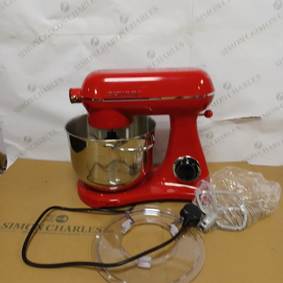 PHISINIC FOOD STAND MIXER, 6.5L 1800W KITCHEN ELECTRIC MIXER WITH POWER HUB FOR ATTACHMENT, ALL METAL DIE-CAST ALUMINUM MIXER WITH BOWL, DOUGH HOOK, WHISK, BEATER(DISHWASHER SAFE) - RED