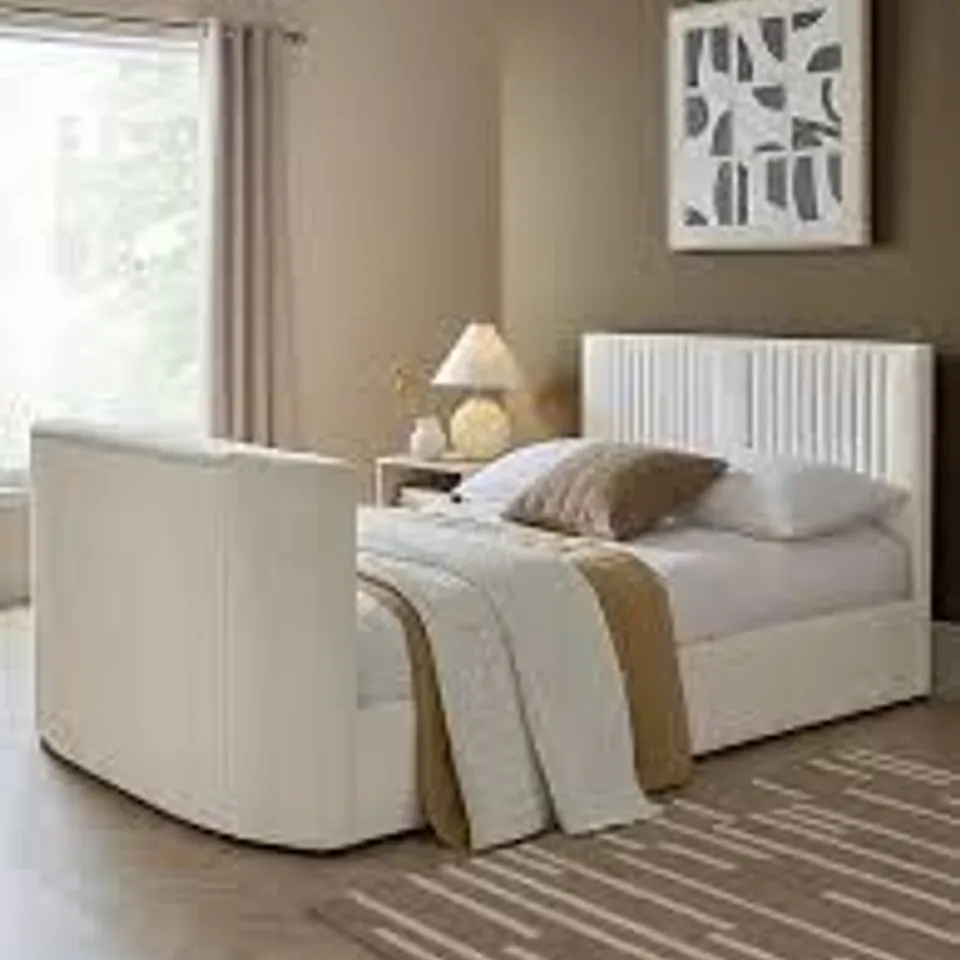 BOXED PRENT DOUBLE TV BED - IVORY (4 BOXES)