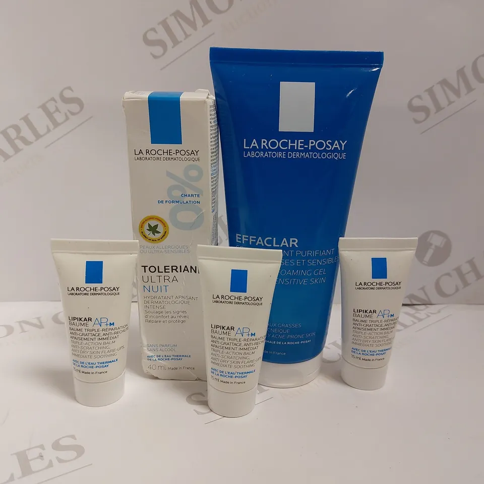 BOX OF APPROX 5 LA ROCHE POSAY ITEMS TO INCLUDE EFFACLEAR GEL, MOISTURISER AND TRIPLE ACTION BALM