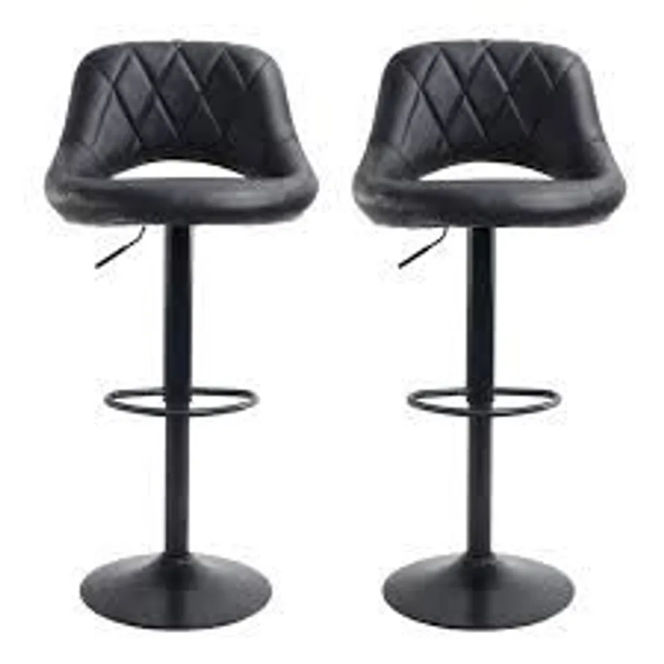 BOXED SET OF 2 NEO BLACK FAUX LEATHER BAR STOOLS (1 BOX)