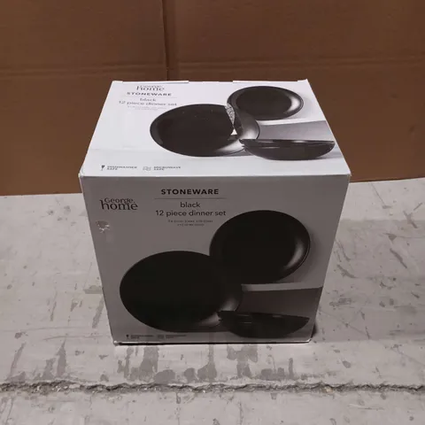 BOXED GEORGE HOME STONEWARE BLACK 12 PIECE DINNER SET