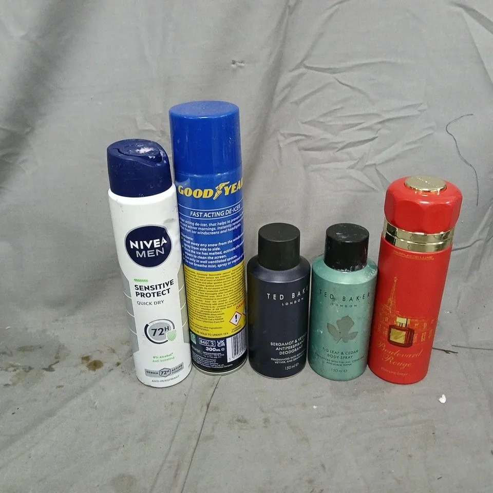APPROXIMATELY 15 ASSORTED AEROSOLS TO INCLUDE GOODYEAR DE-ICER, TED BAKER DEODORANT, NIVEA MEN, ETC - COLLECTION ONLY