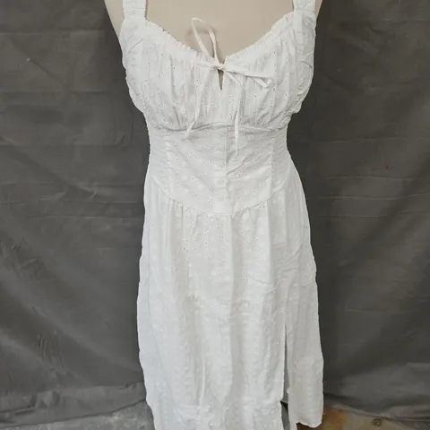 HOLLISTER SPLIT LEG MIDI DRESS IN WHITE SIZE M