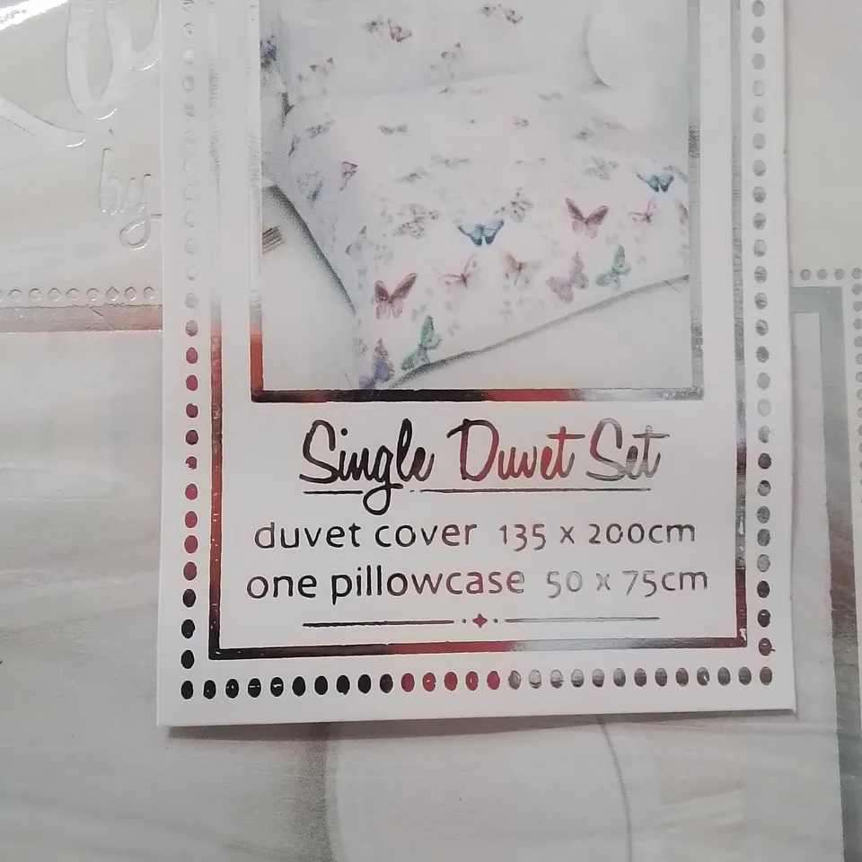 BRAND NEW BUTTERFLY DESIGN SINGLE MULTICOLOURED DUVET COVER SET 