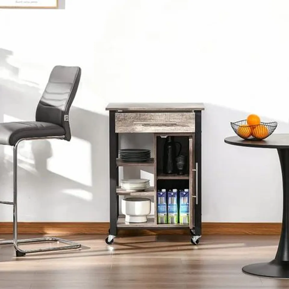 BOXED 60CM KITCHEN TROLLEY STAINLESS STEEL