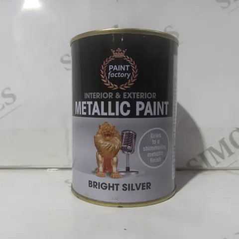 BOX OF APPROXIMATELY 10 CANS OF PAINT FACTORY INTERIOR & EXTERIOR METALLIC PAINT IN BRIGHT SILVER (300ML)