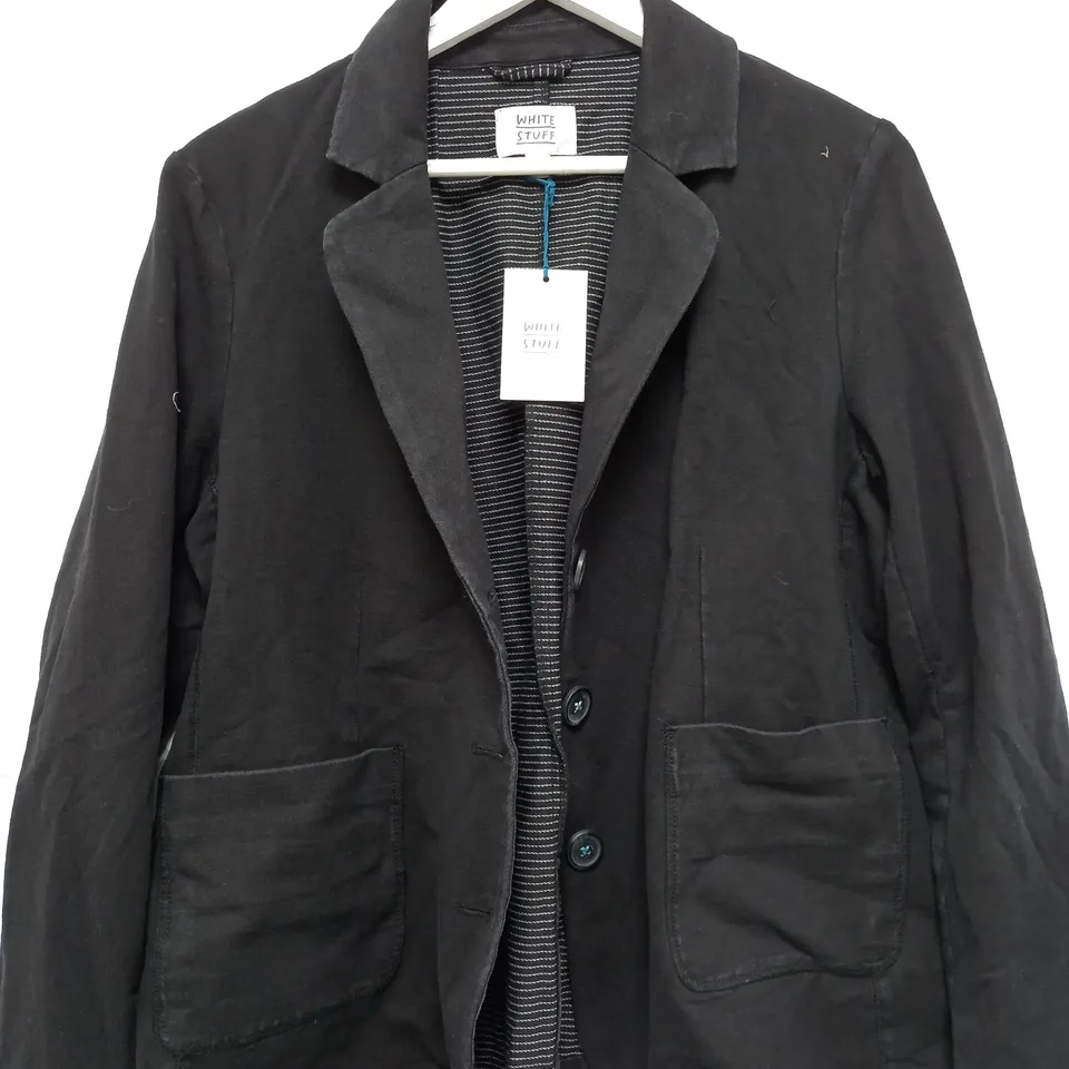 WHITE STUFF OLIVIA COTTON JERSEY BLAZER IN WASHED BLACK - UK 18