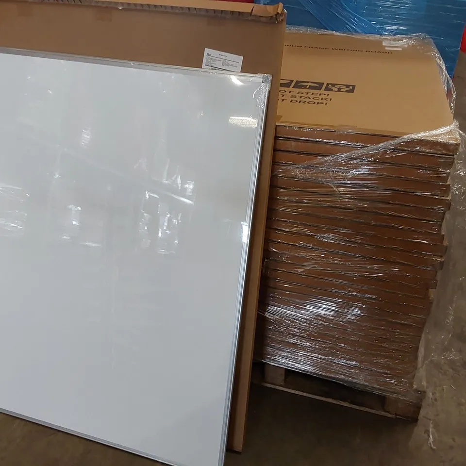 PALLET OF APPROXIMATELY 25x BOXED ALUMINIUM FRAME WRITING BOARDS 