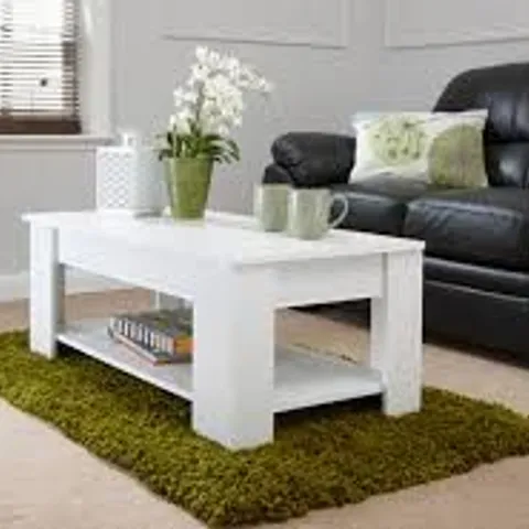 BRAND NEW BOXED LIFT UP COFFEE TABLE - WHITE (1 BOX)