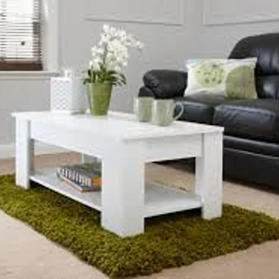 BRAND NEW BOXED LIFT UP COFFEE TABLE - WHITE (1 BOX)