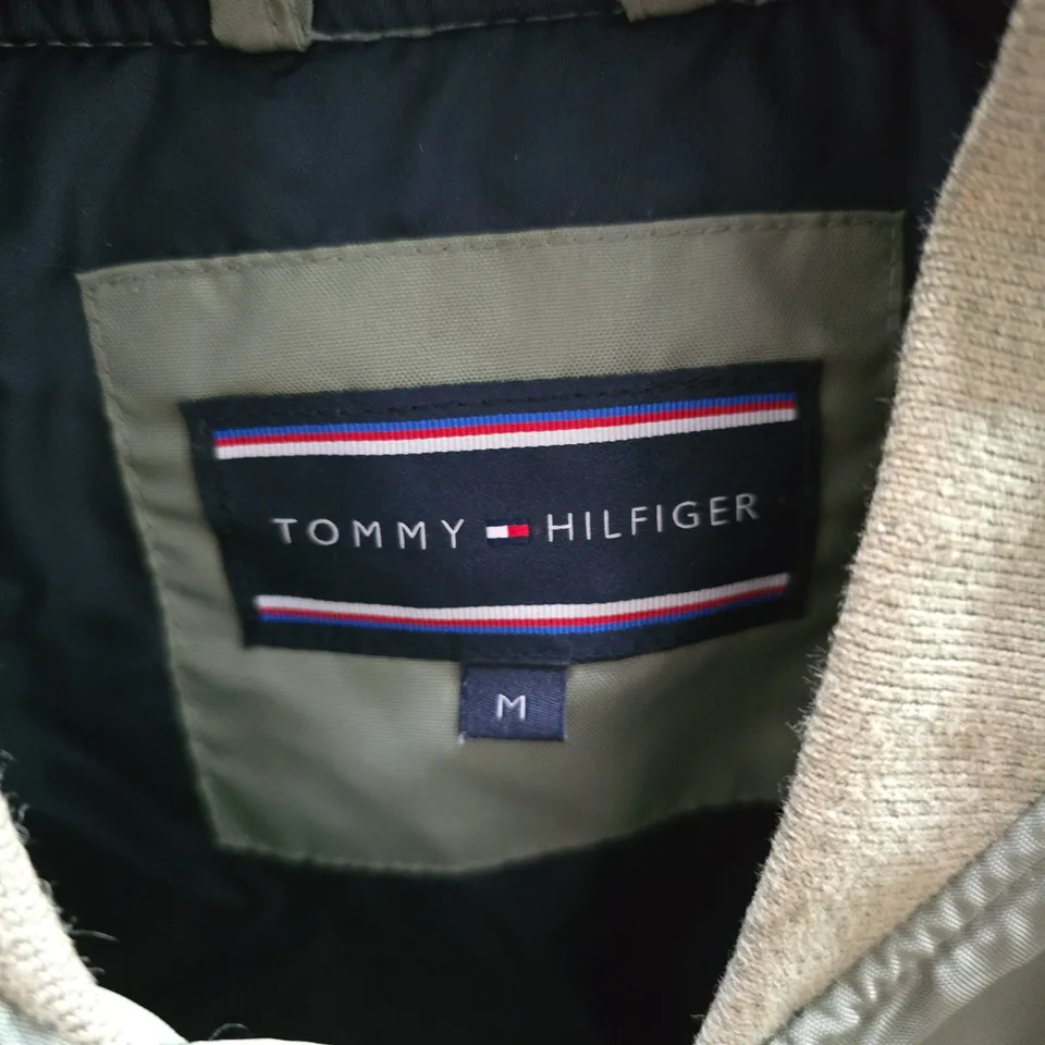 TOMMY HILFIGER OLIVE GREEN BOMBER JACKET - MEN'S UK M