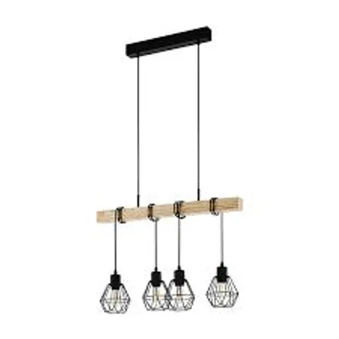BOXED EGLO TOWNSHEND 5 PENDANT LIGHT GEOMETRIC METAL WOOD 4-LIGHT L 70CM