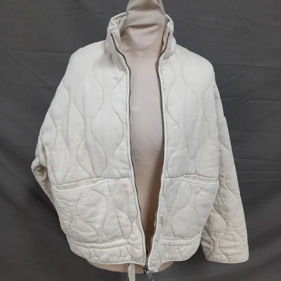 ZARA PADDED ZIP UP CREAM JACKET - XS