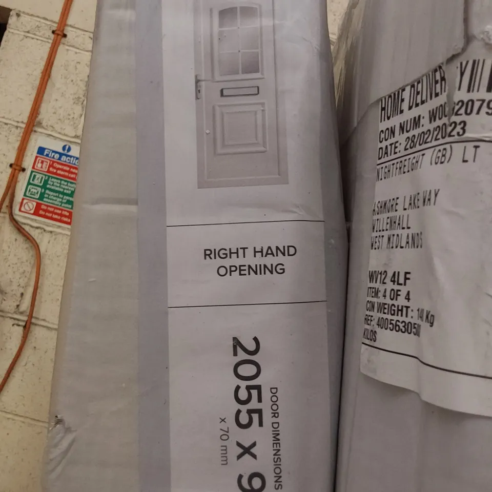 WHITE UPVC 2 PANEL GEORGIAN GLAZED FRONT DOOR RH OPENING 2055 × 920mm