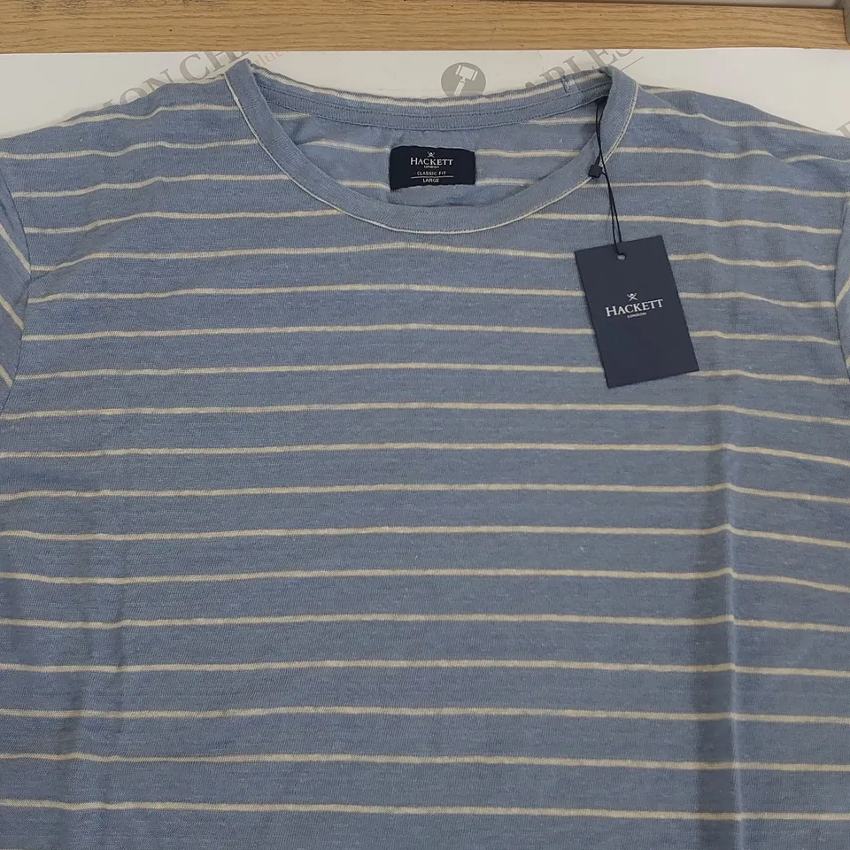 HACKETT LONDON LINEN STRIPE TEE -LARGE