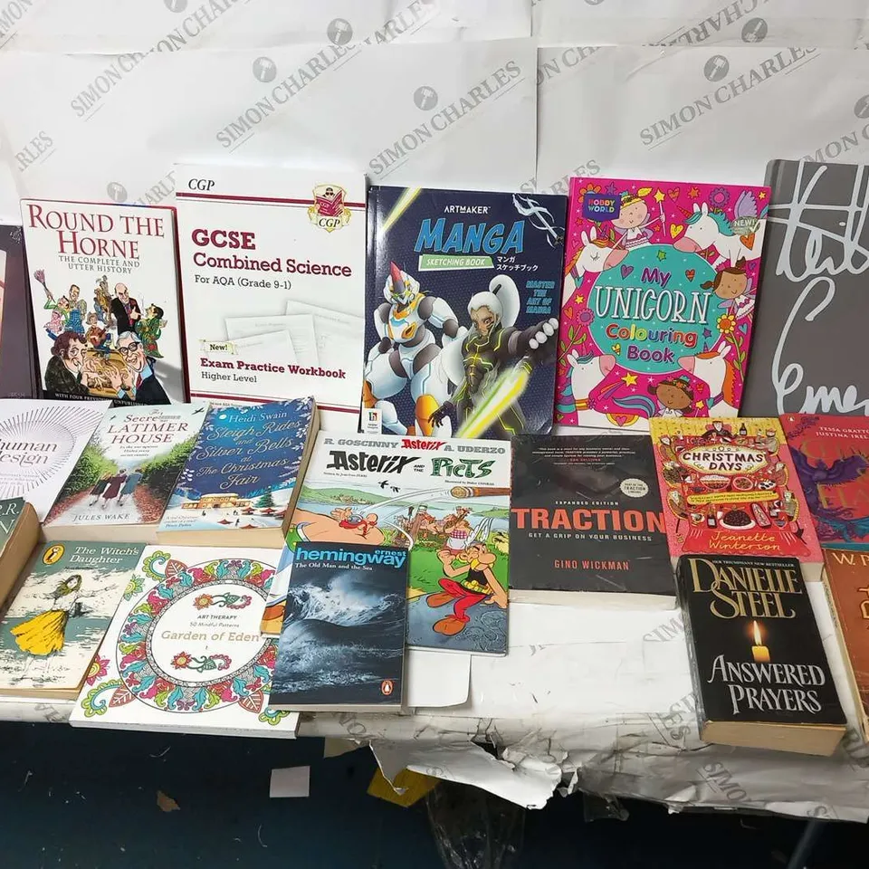 LARGE QUANTITY OF ASSORTED BOOK TITLES INCLUDE FICTION AND NON-FICTION TITLES BY AUTHORS SUCH AS;